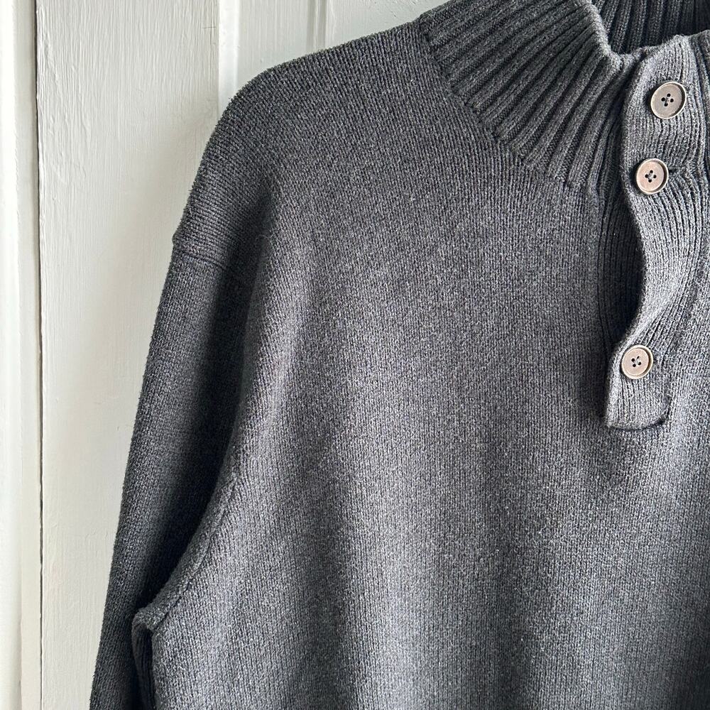 Polo Ralph Lauren Men’s XL Quarter Button Mock Neck Sweater Gray Cotton Pullover - Picture 6 of 9